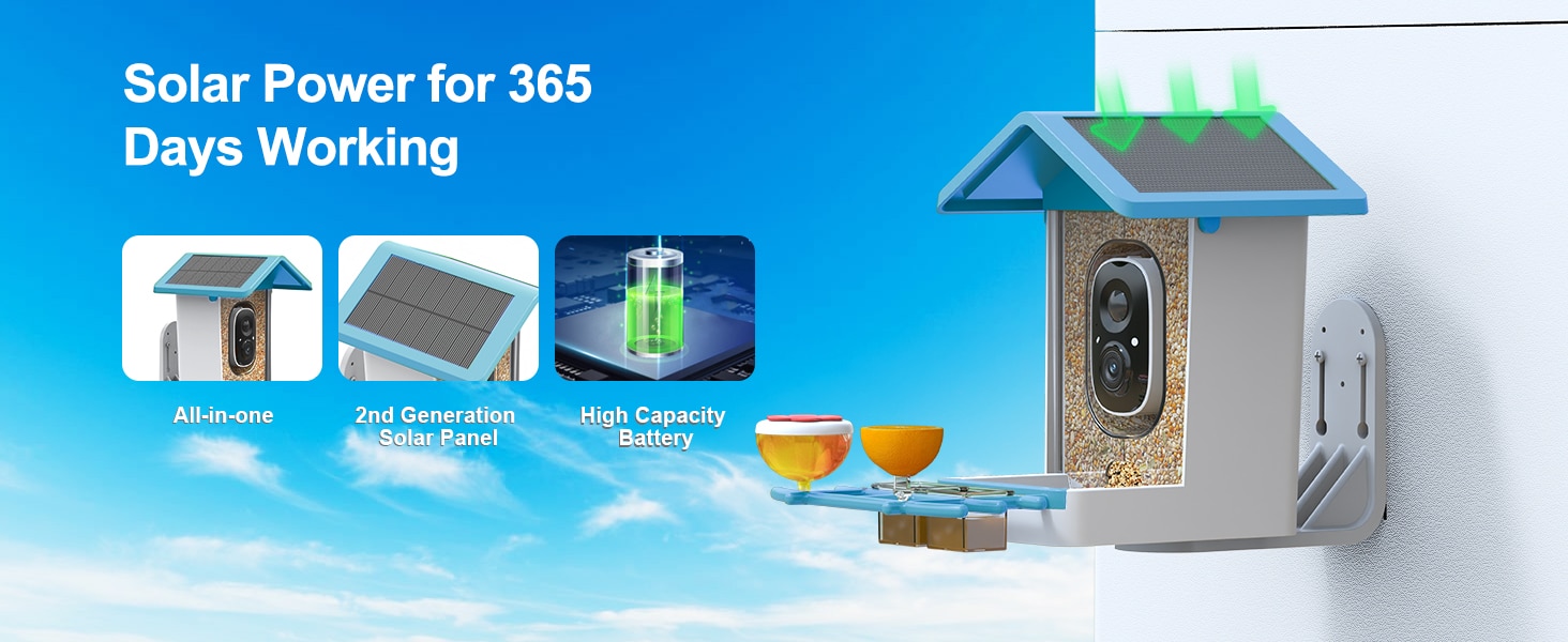 G02 fristrend bluebest bird feeder with camera - solar power for 365 days working