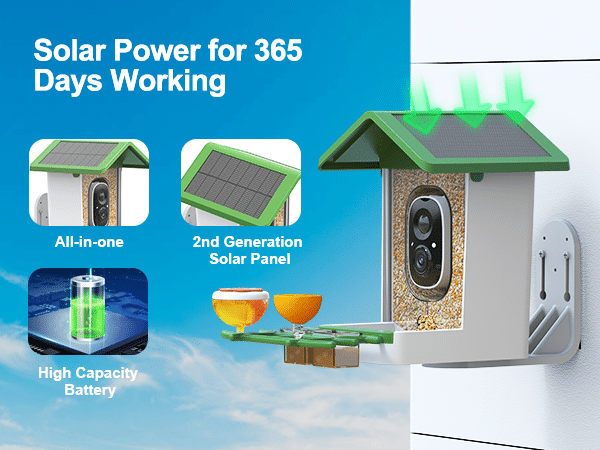 G02 hummingbird feeder with camera - solar power for 365 days working